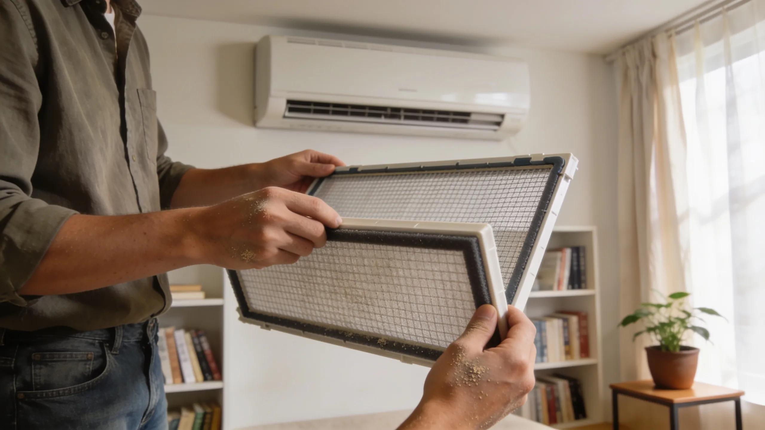 Keep Your Cool: Essential AC Maintenance Tips for Summer 2 Person replacing an air conditioning filter, highlighting effective maintenance practices for home cooling