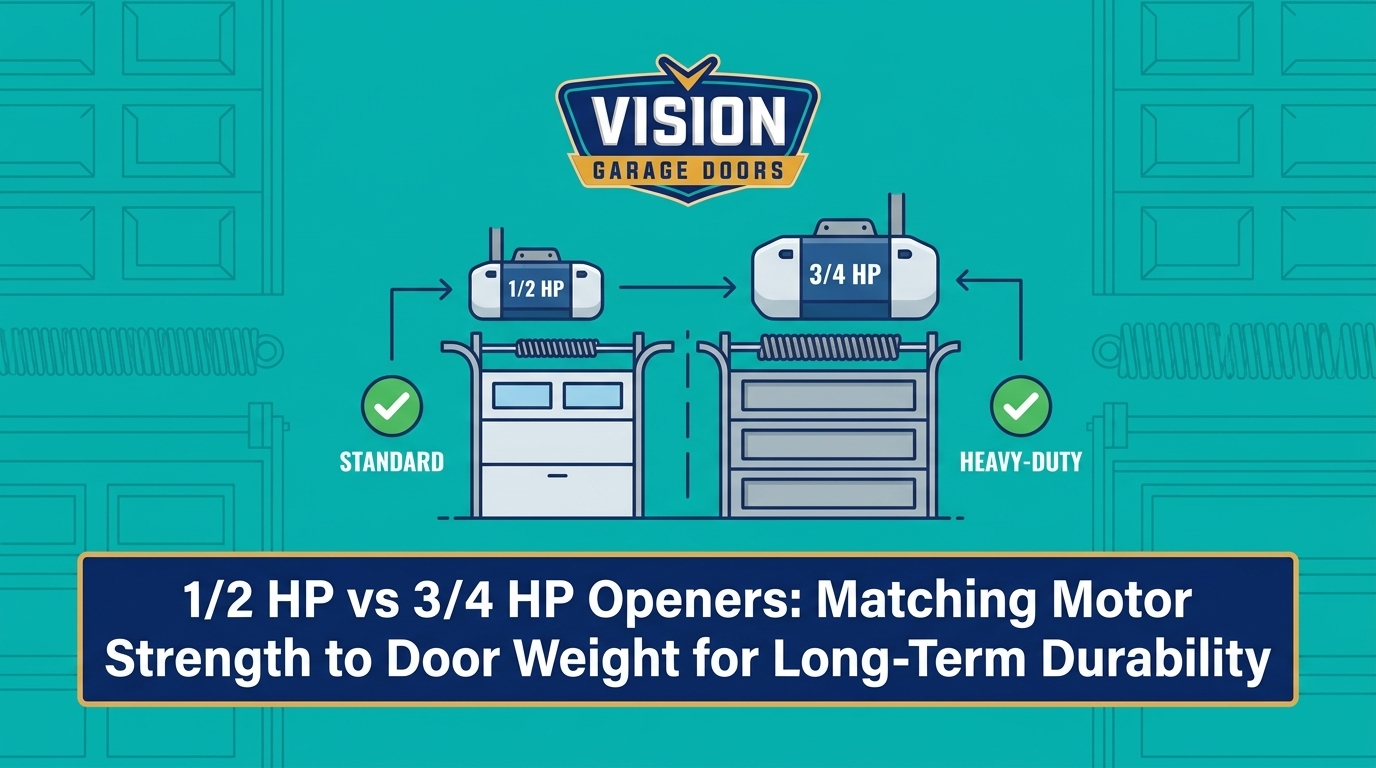 HVAC Blog 25 1/2 HP vs 3/4 HP Openers: Matching Motor Strength to Door Weight for Long-Term Durability — featured image